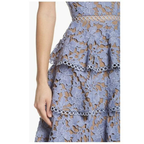 SAU LEE Violet Camellia Lace Tiered Midi Dress - Picture 5 of 13